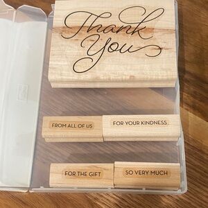 Stampin' Up! Wooden Thank You Stamp Set - Black and Natural Wood